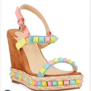 Christian Louboutin hh 110 size 40 Spiked Multicolor Wedge  Sandals